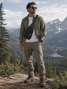 Men's Black Sling Crossbody Bag - Compact Everyday Carry